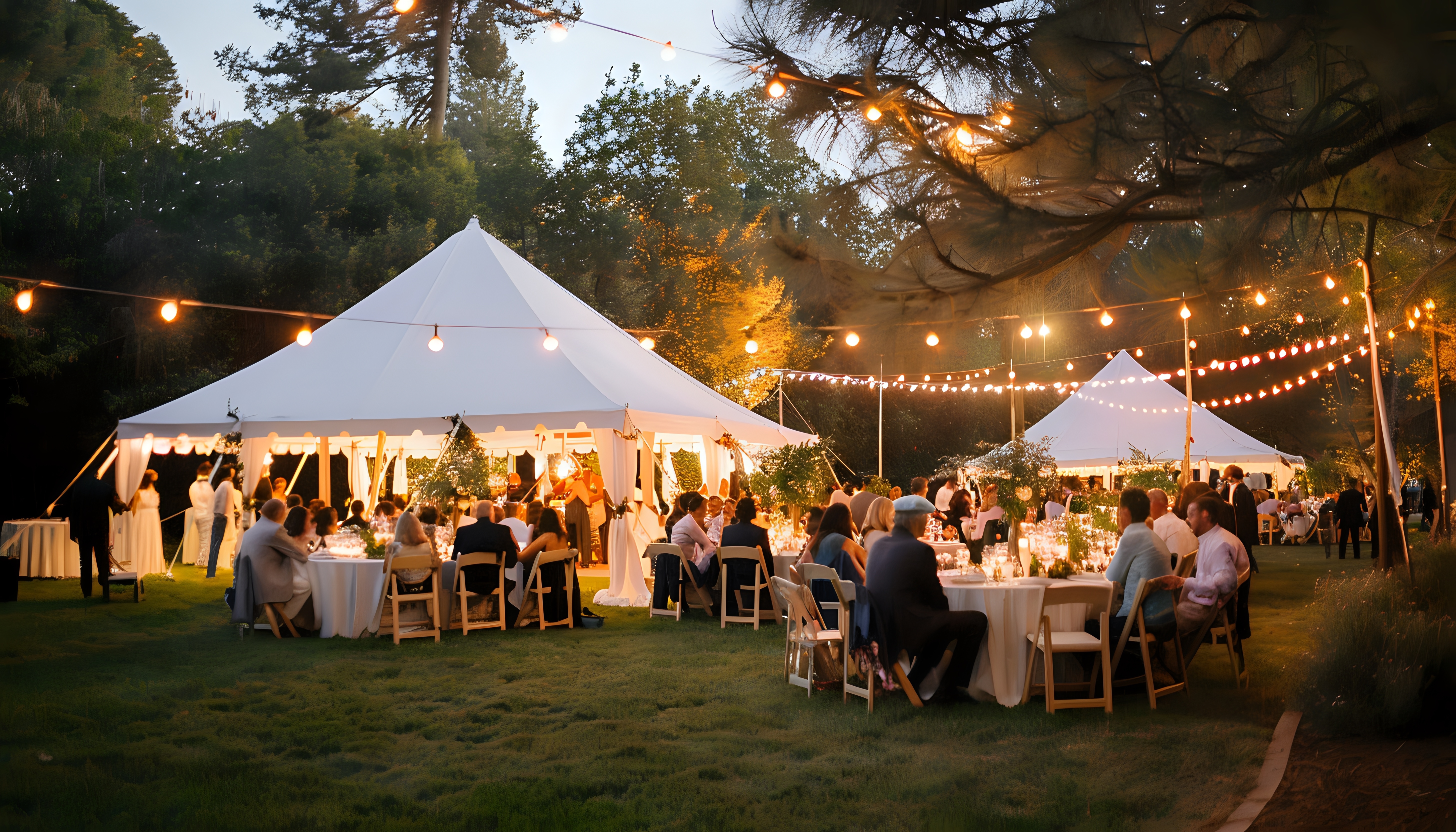 Elegant outdoor tent, table, and chair setup by C&C Event Rentals—based in Calhoun, Georgia, serving Northwest Georgia.